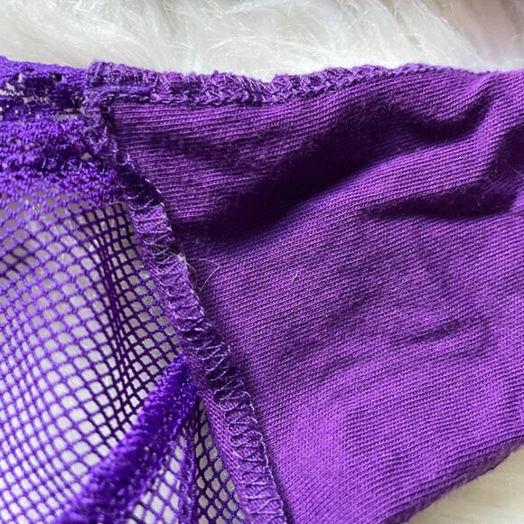 NWOT Victoria's Secret Vintage Purple Lace Fishnet Lace-Up Corset Cheeky LARGE - Picture 10 of 12